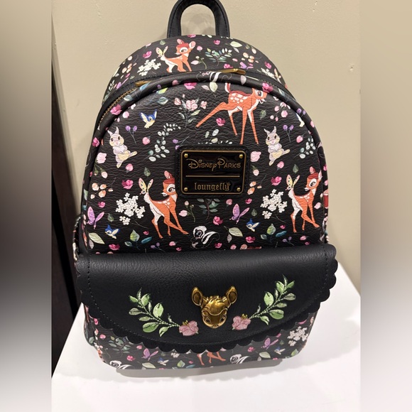 Loungefly Handbags - Loungefly Black Bambi Floral Backpack